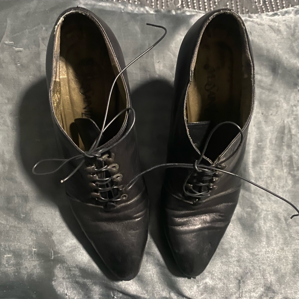 Authentic Yves Saint Laurent -  Black Leather Booties - Vintage